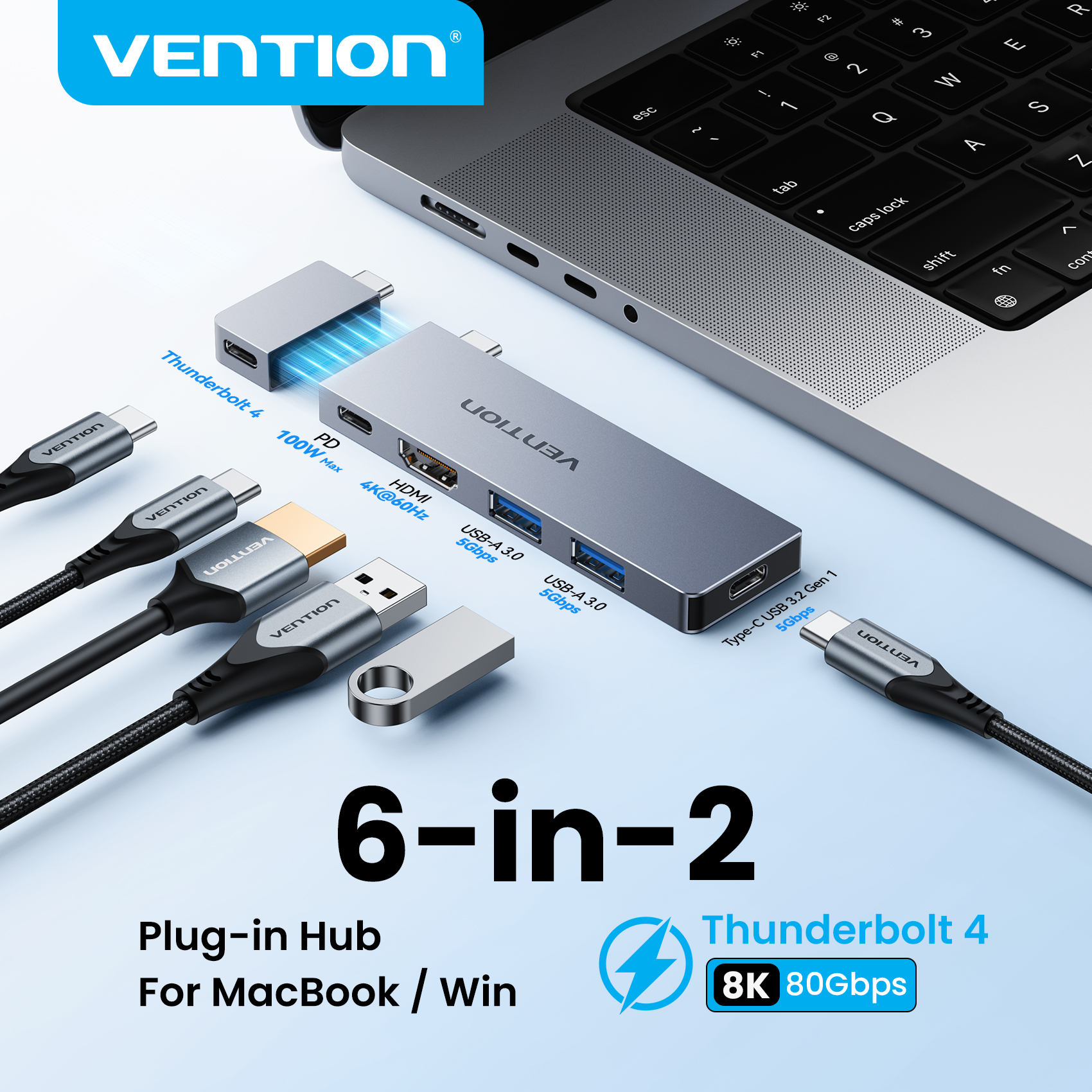Smart Home Hub 2 - Vention 6 in 2 USB C