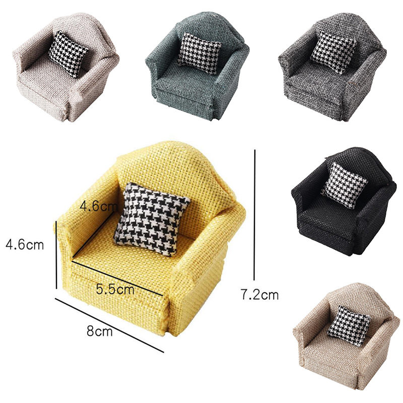 Smart Home Furniture - 1/12 Dollhouse Mini Flax Sofa Throw