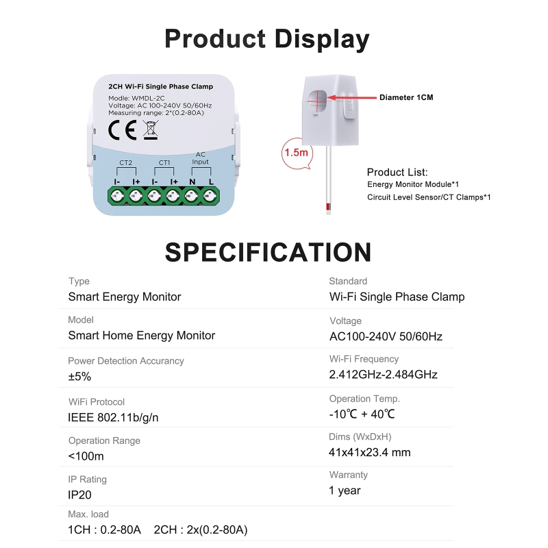 Tuya WiFi Smart Energy Meter S – Smart Home Energy App recenzja i cena
