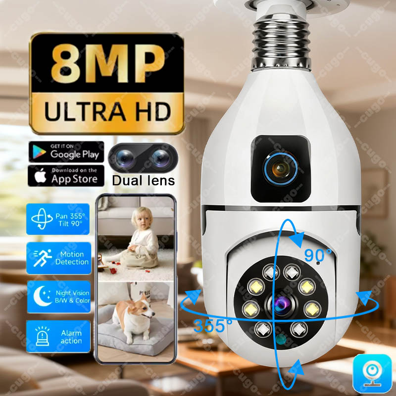8MP WiFi IP Camera E27 Bulb Du – Smart Home Os recenzja i cena